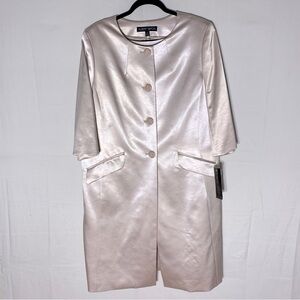 Albert Nipon Champagne Blush Knee Length Sleeveless Dress W Matching Overcoat 16